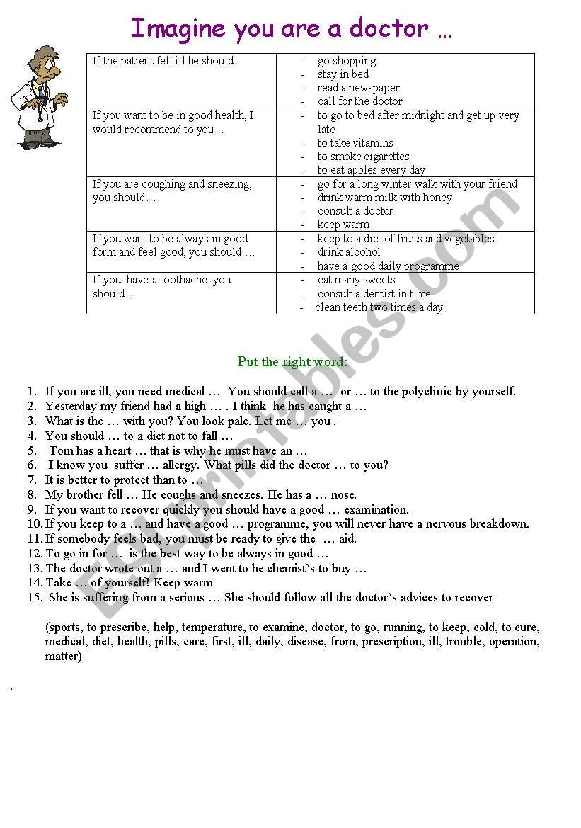 If you were a doctor... worksheet