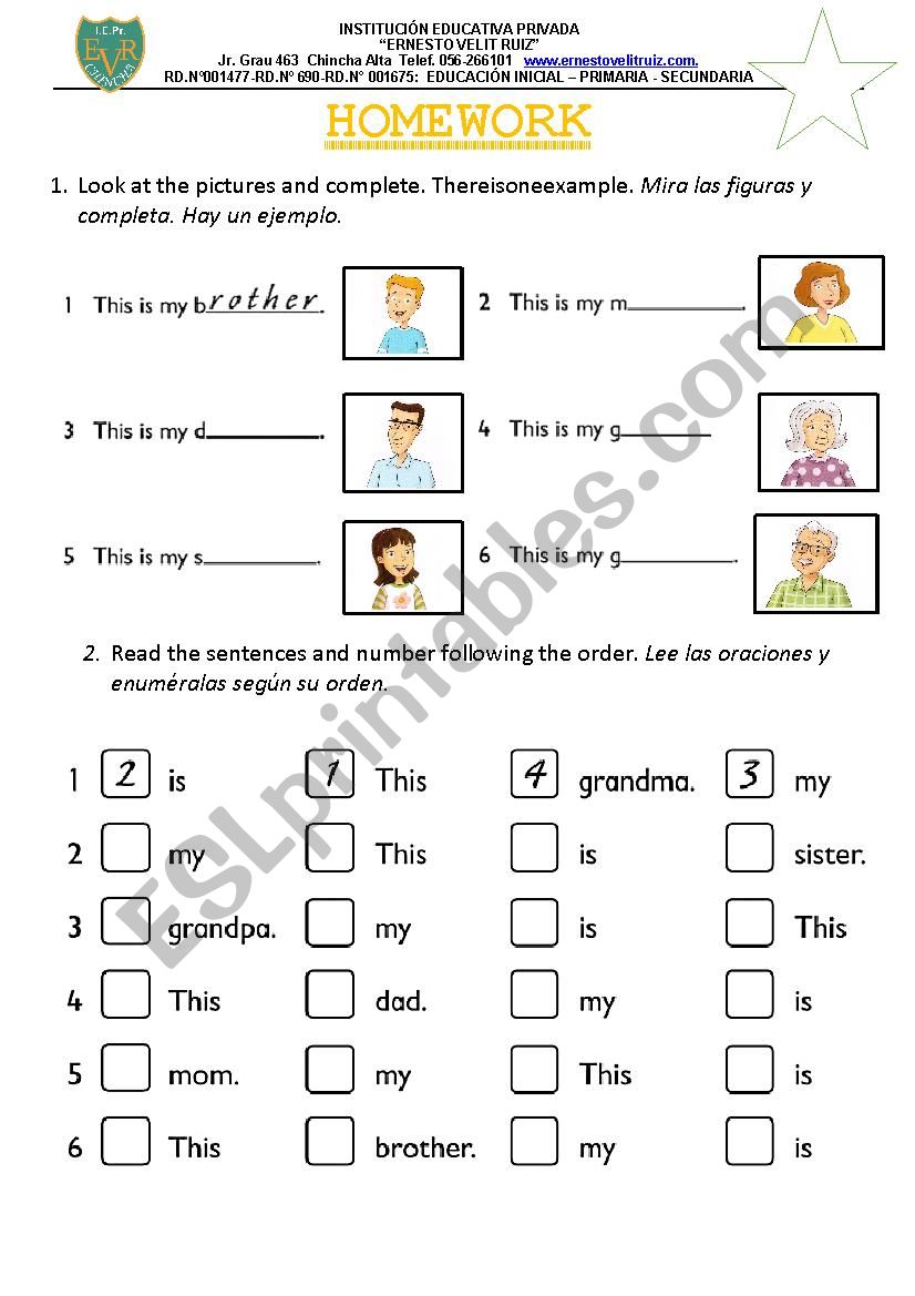 Family worksheet