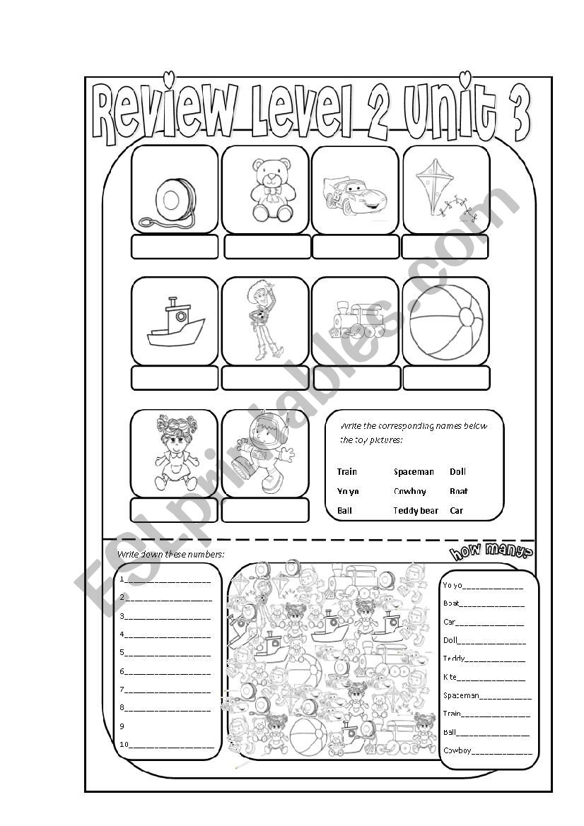 Toys and Numbers worksheet