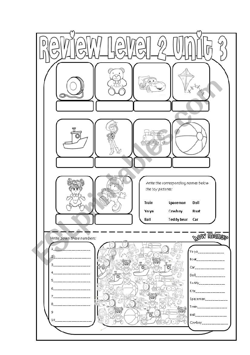 Toys and Numbers worksheet