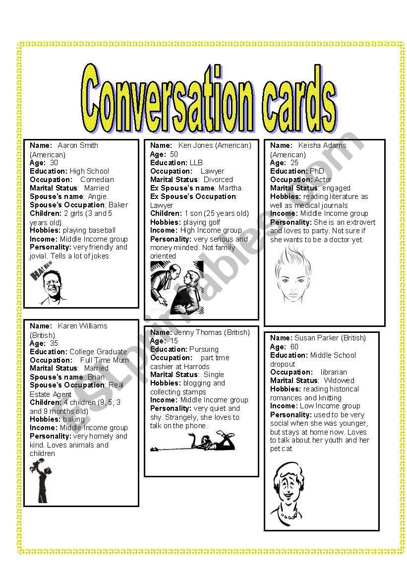 conversation cards worksheet
