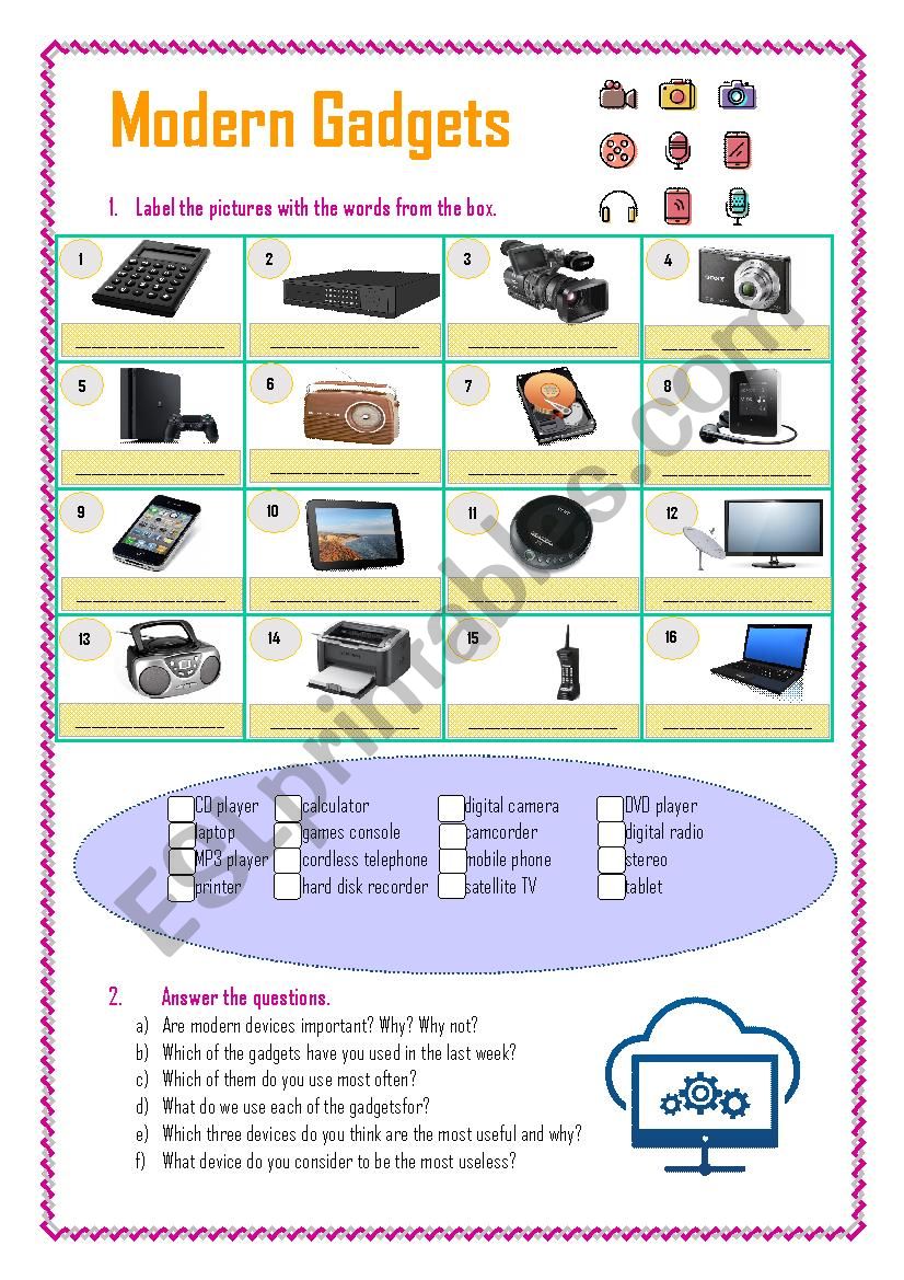 Modern Gadgets worksheet