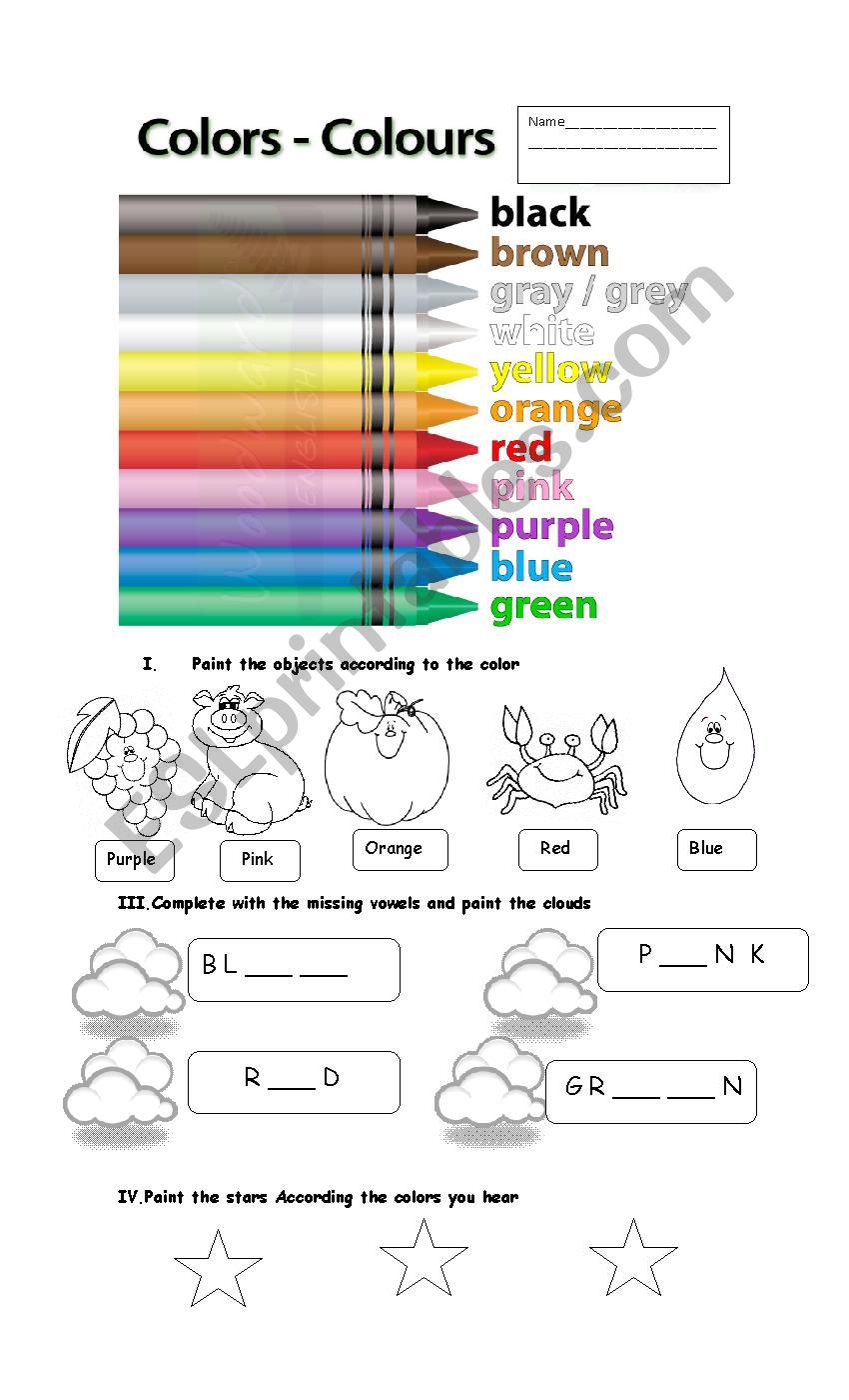 colors worksheet