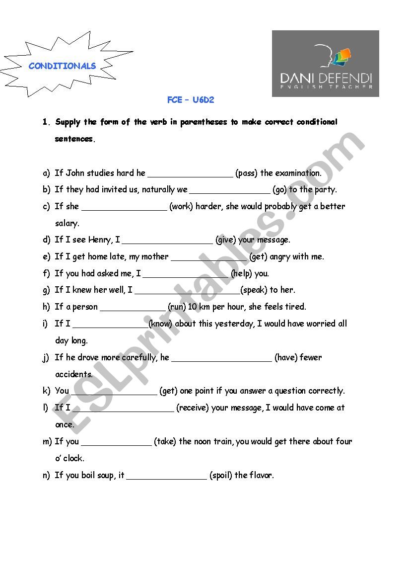 Conditionals  worksheet