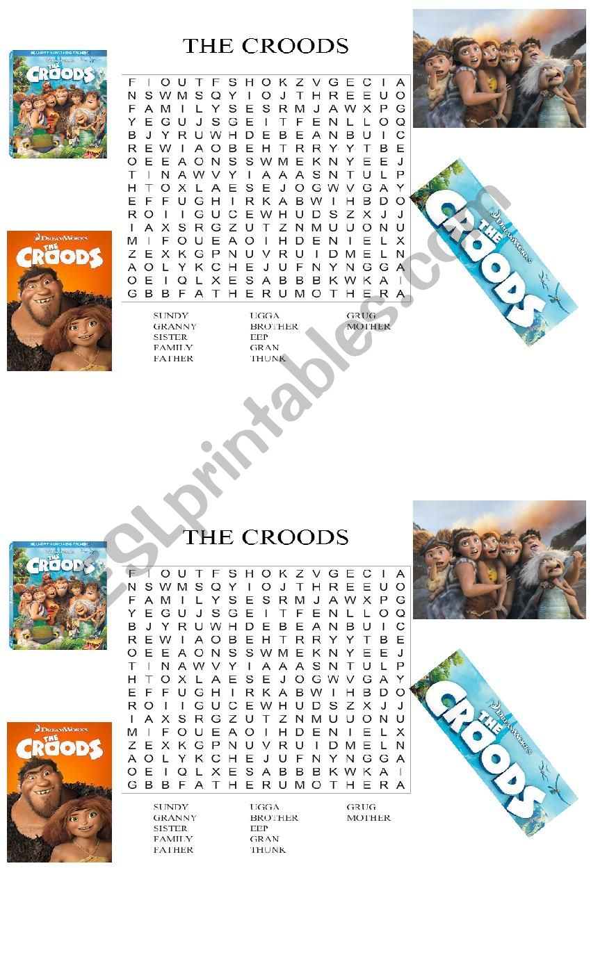 The Croods worksheet