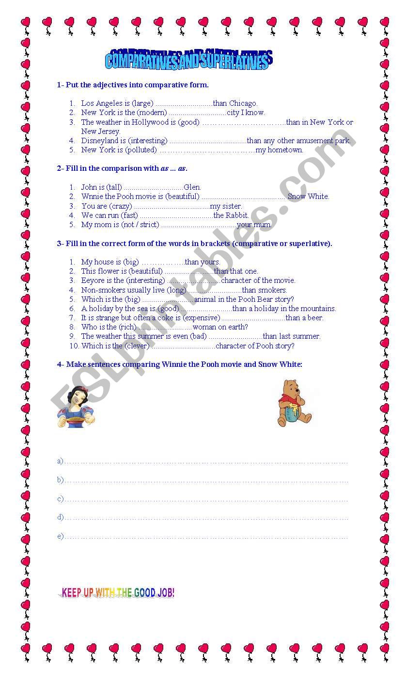 COMPARATIVES AND SUPERLATIVES worksheet