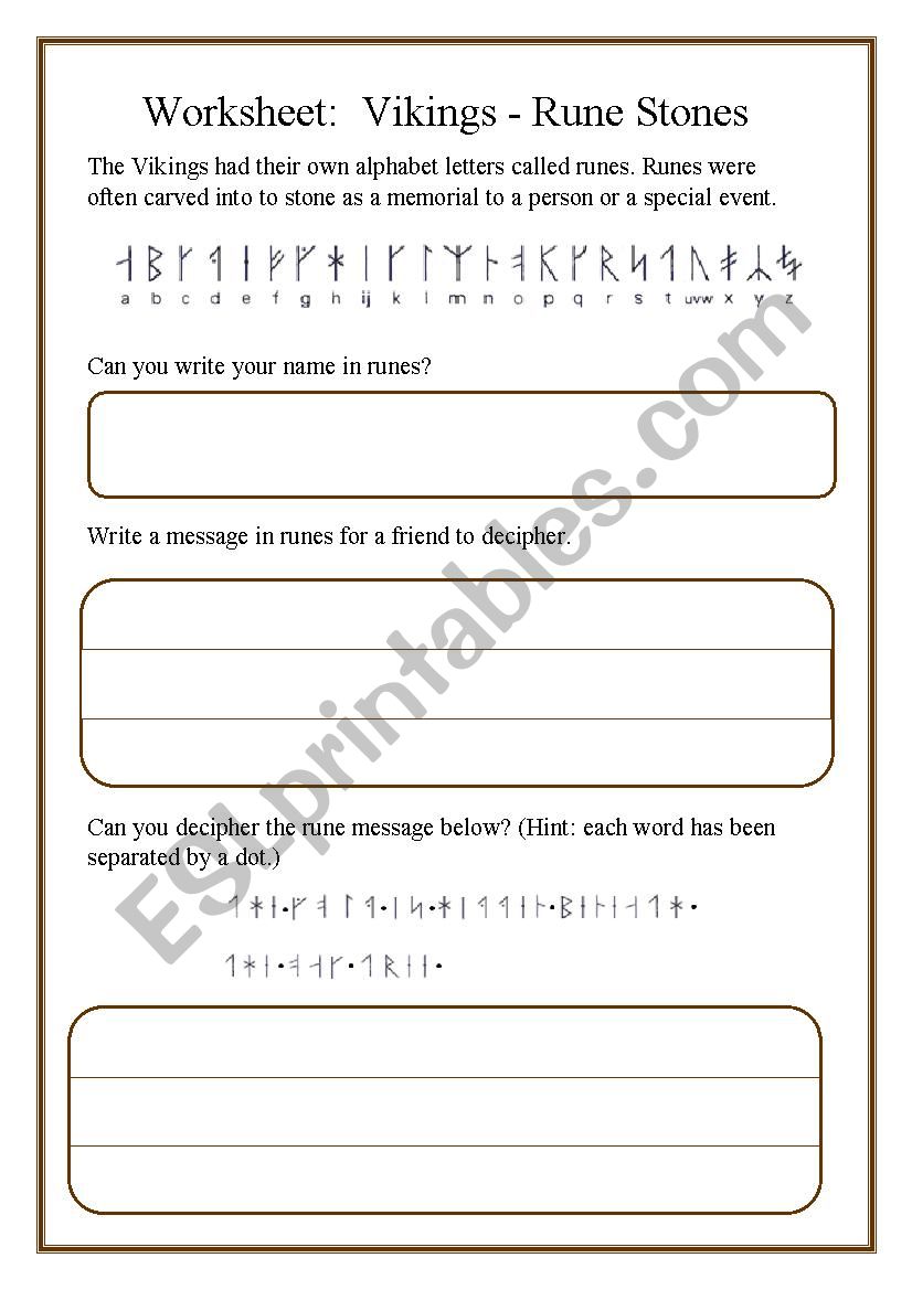 Viking Runes Worksheet worksheet