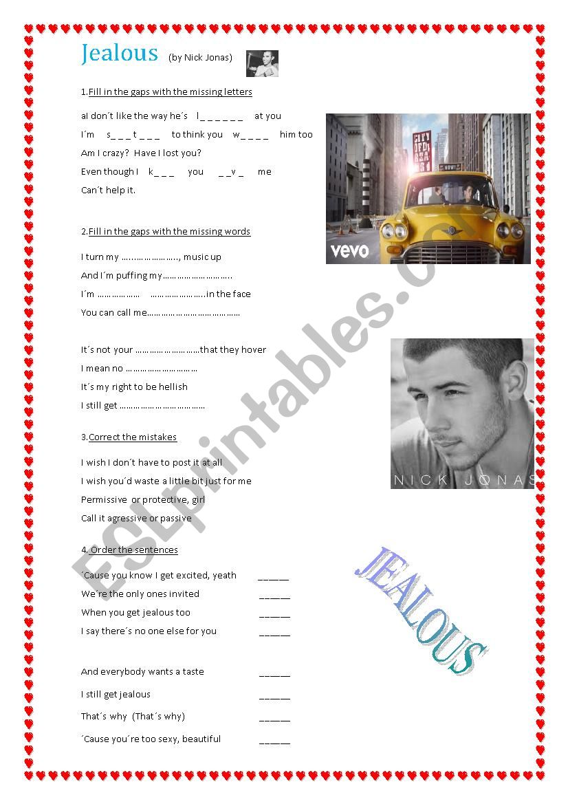 Jealous  worksheet