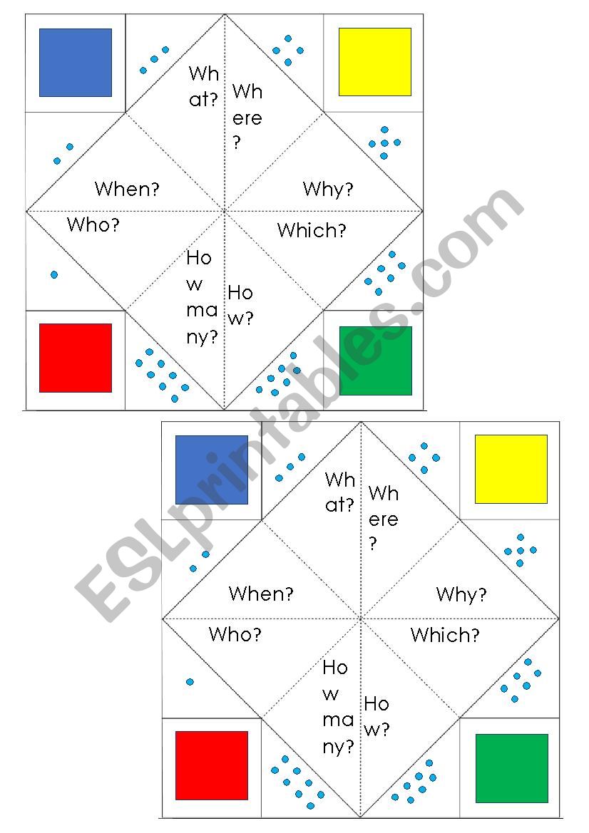 Wh- Question Words Cootie Catcher