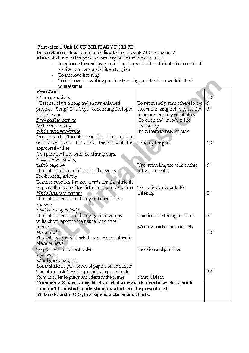 military english worksheet
