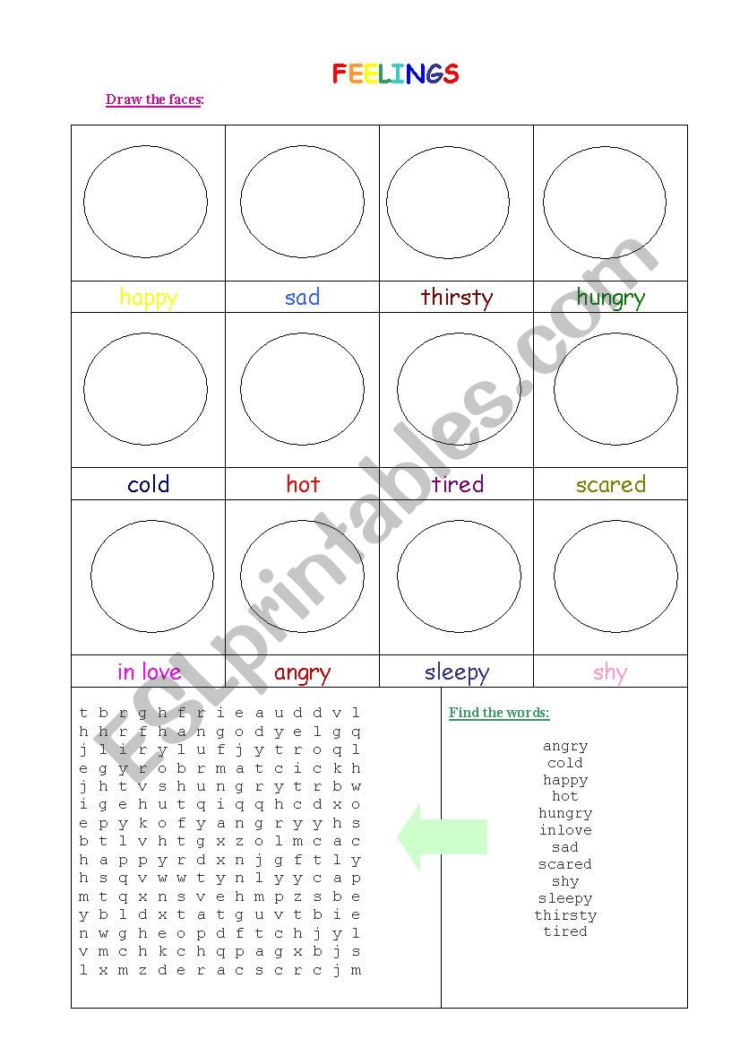 Feelings and emotions worksheet