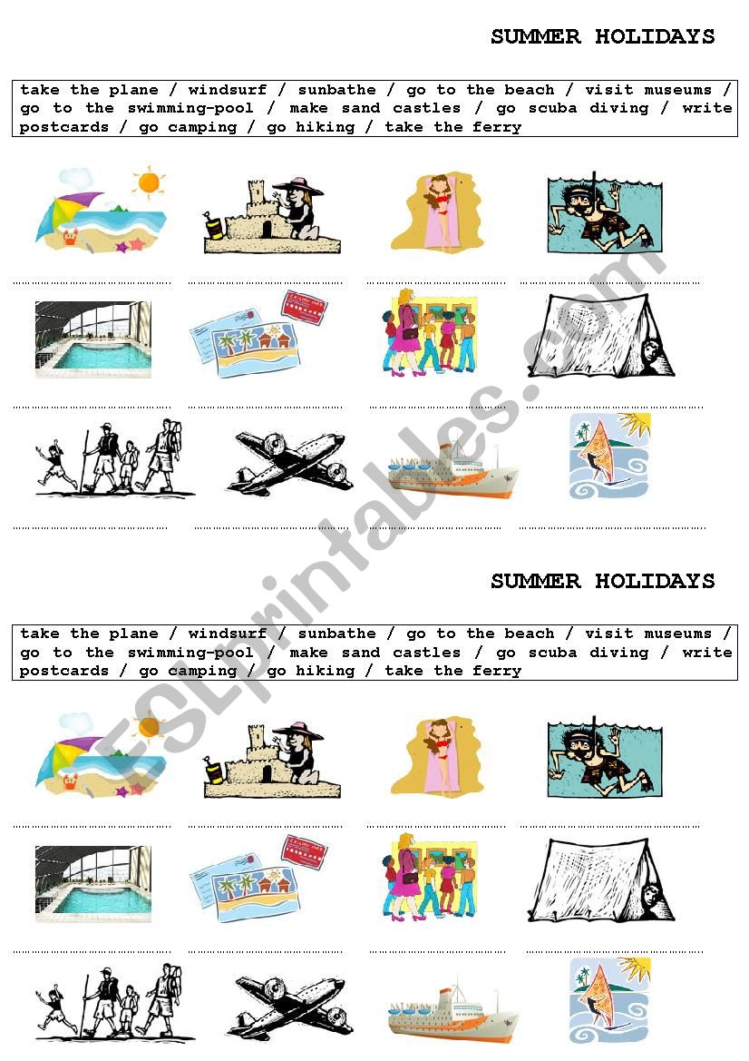 summer holidays worksheet