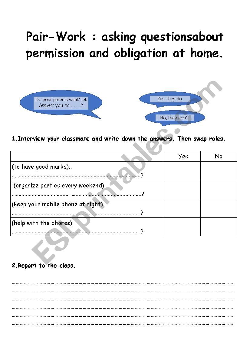 Pair-work permission/obligation