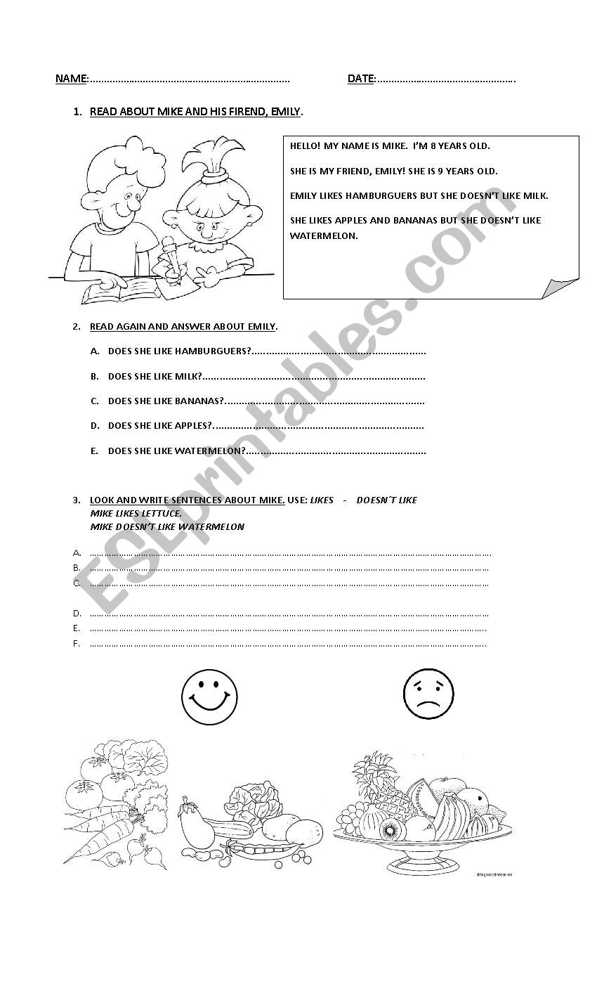 Food worksheet