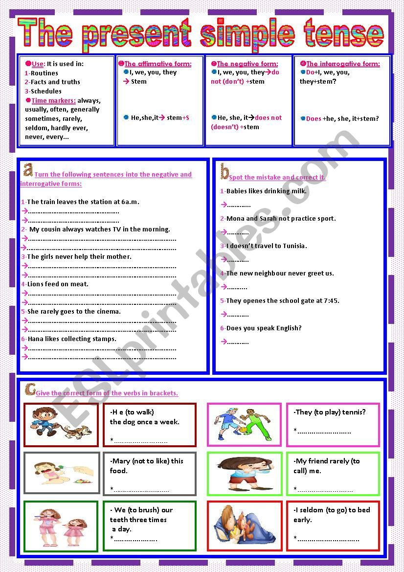 the present simple  worksheet