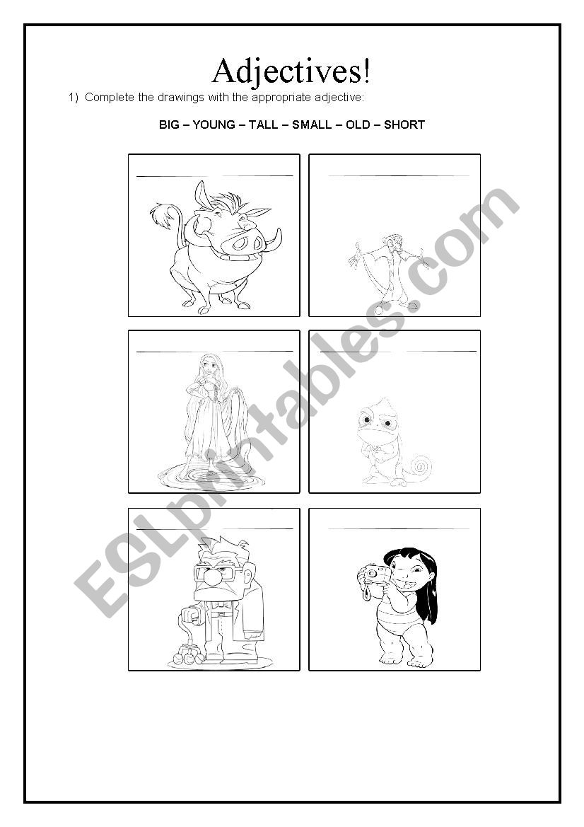 Adjectives worksheet