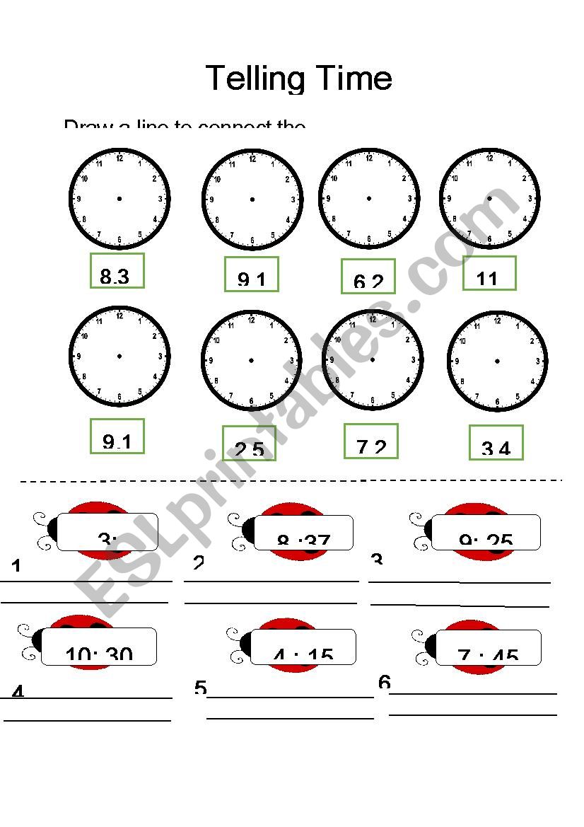 Telling time worksheet