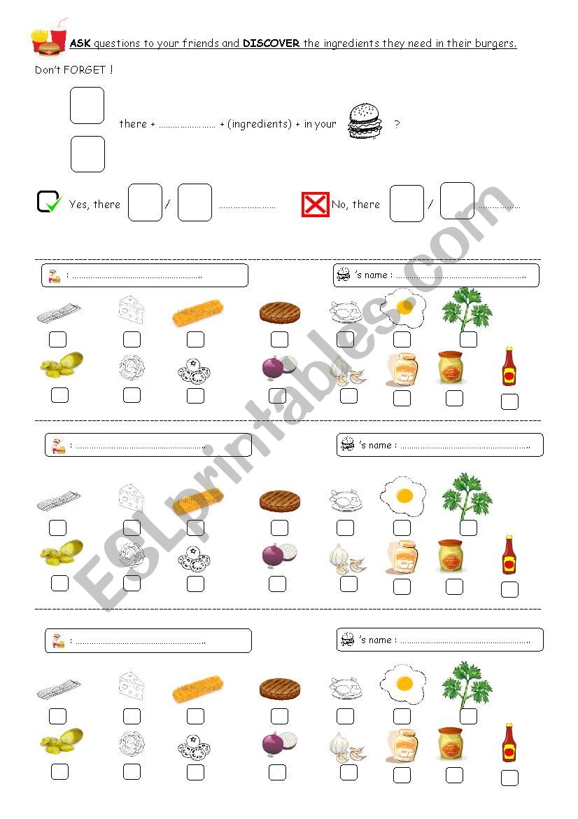 Whats in your burger ? worksheet