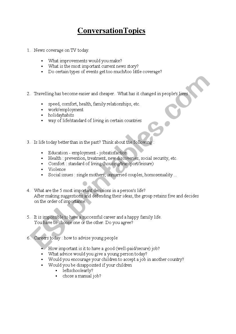 Conversation_General Topics worksheet