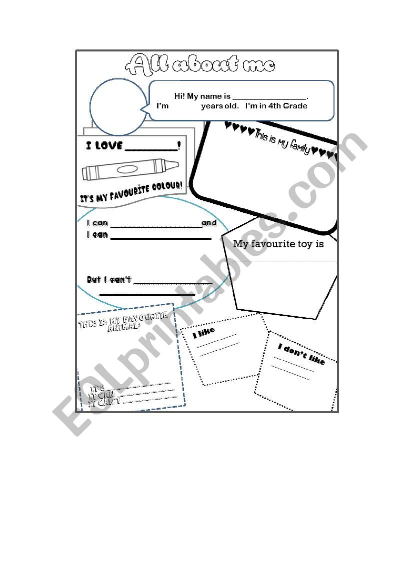 All About Me worksheet