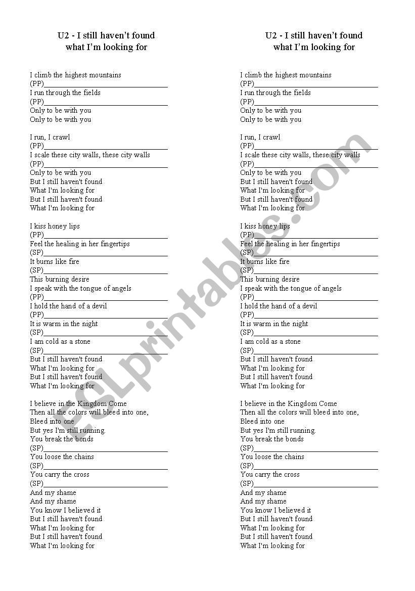 I still havenÂ´t found what IÂ´m lookinf for - U2