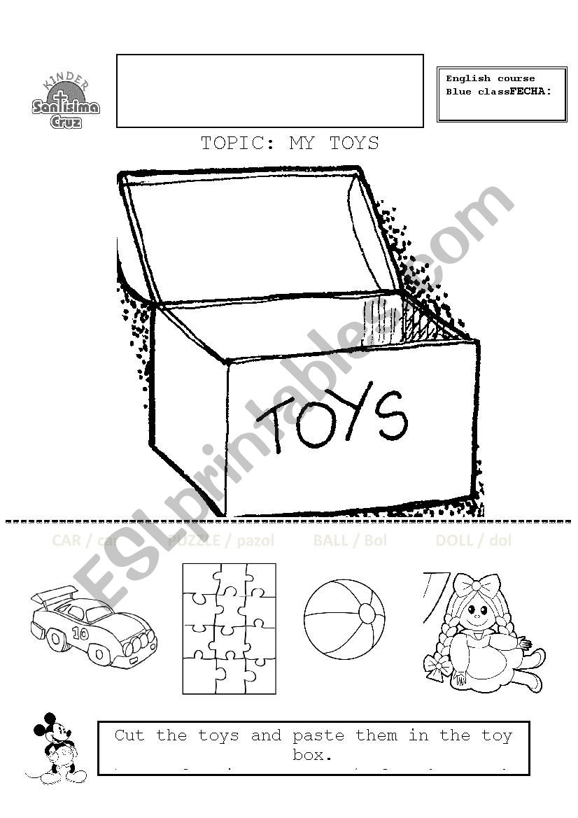 Toys car, puzzle, ball and doll