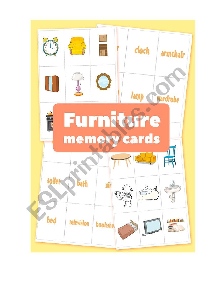 Furniture memory cards worksheet