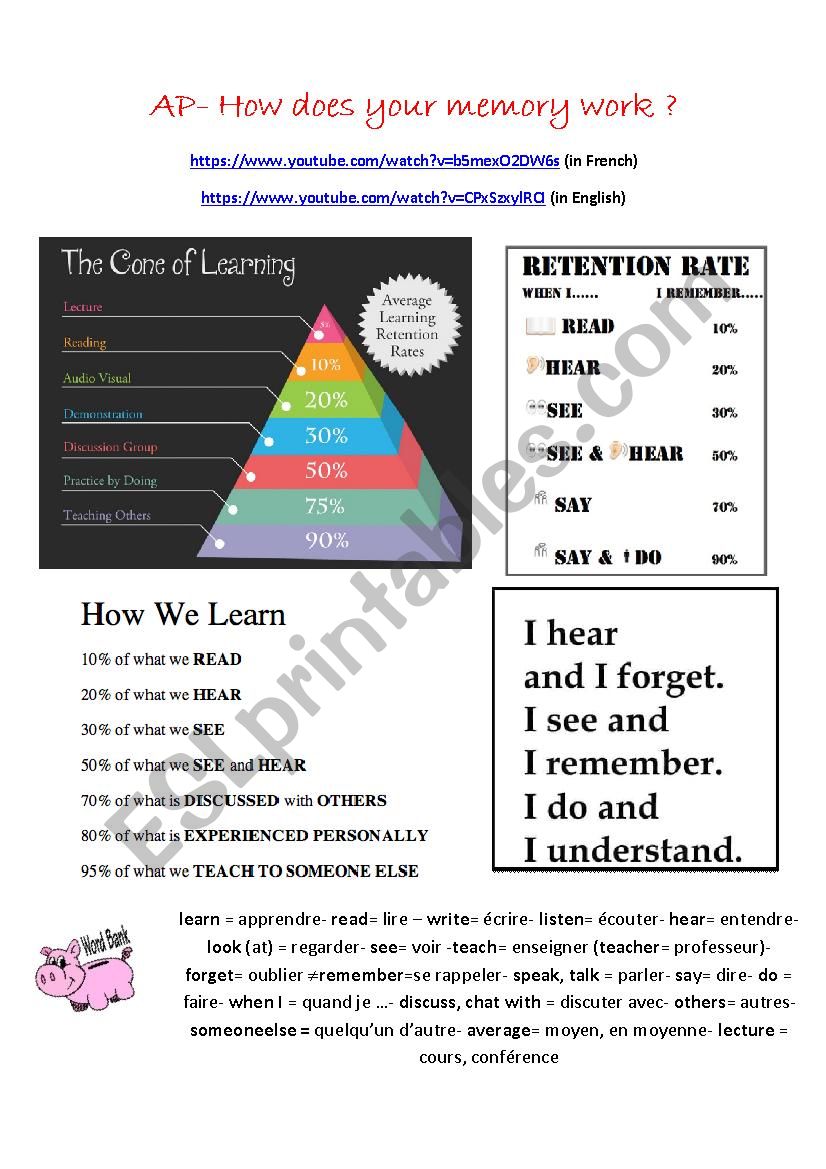 How does your memory work ? worksheet