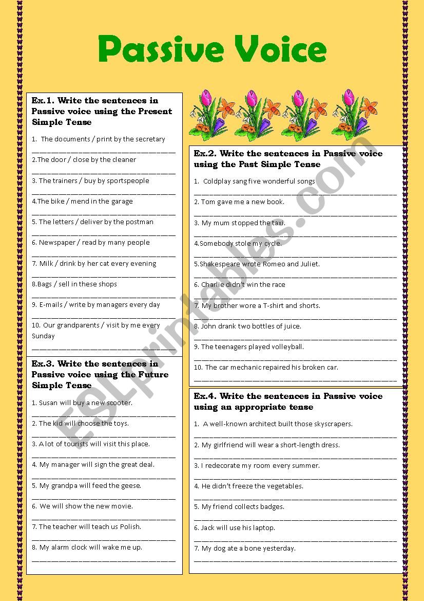 Passive Voice exercises worksheet