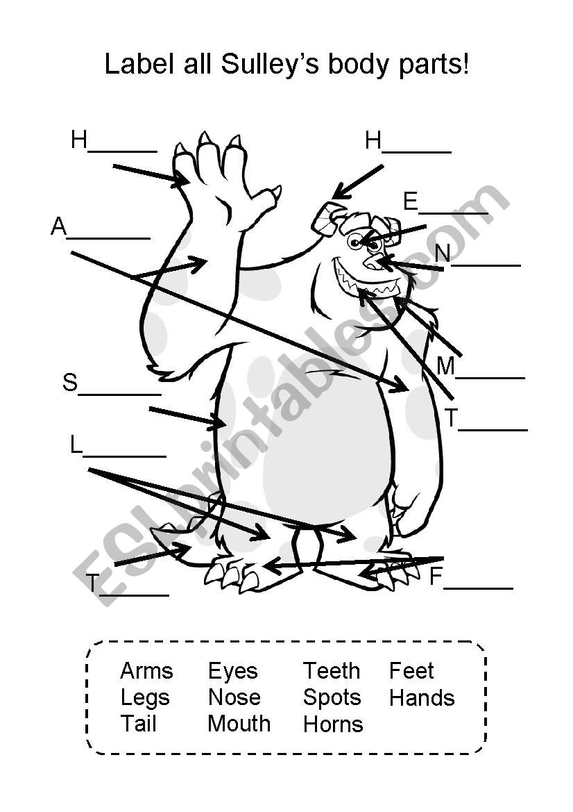 Monster Body Parts worksheet