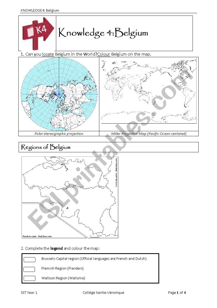 Knowledge 4 Belgium worksheet