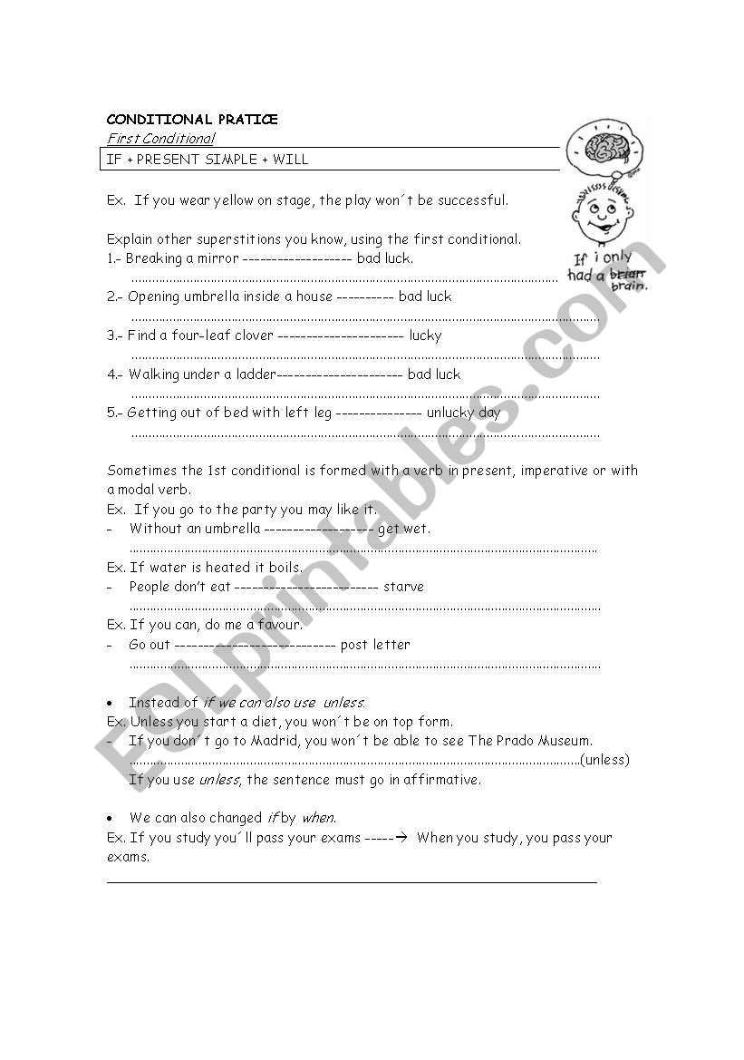 conditional practice worksheet