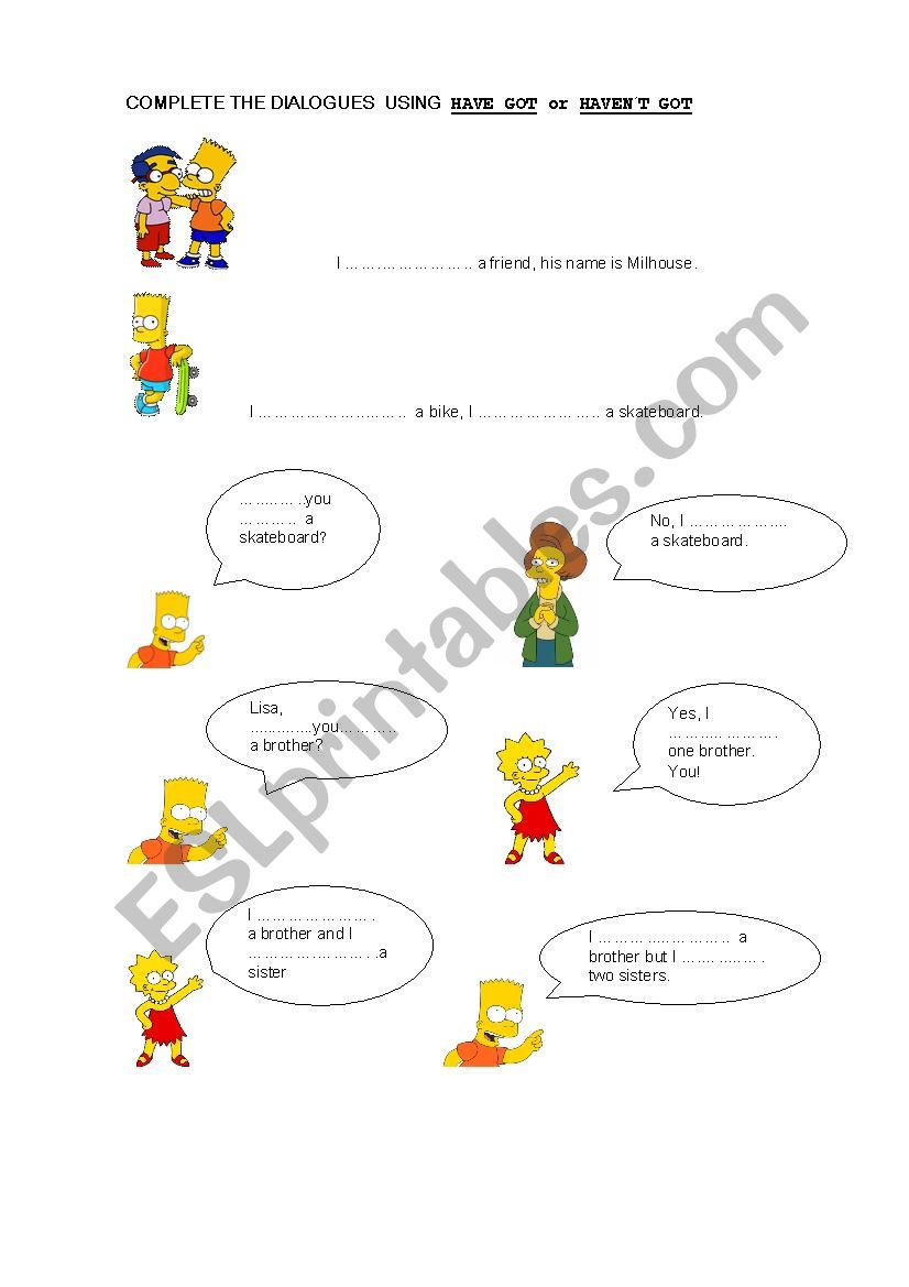 HAVE GOT / HAVENÂ´T GOT worksheet