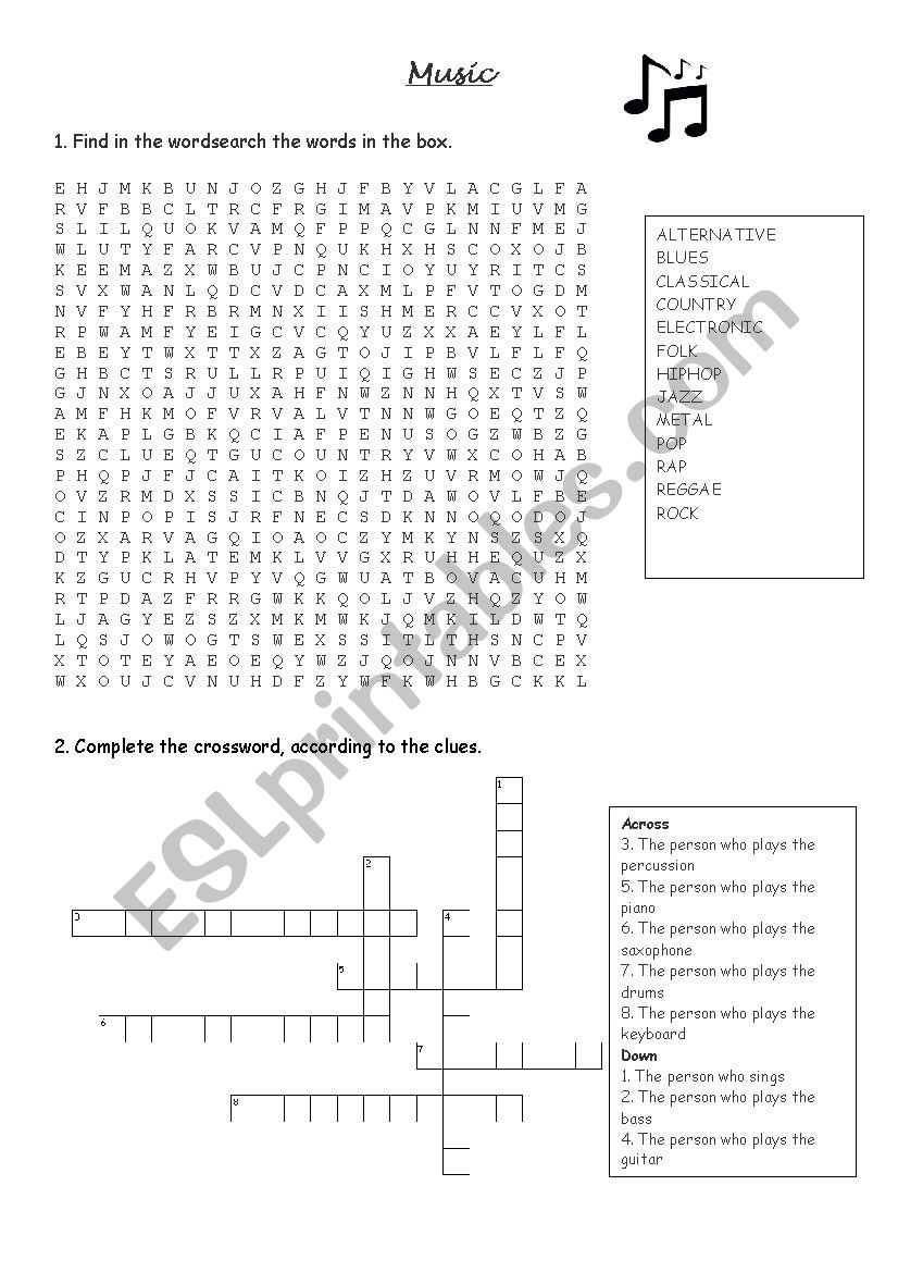 Music Worksheet worksheet