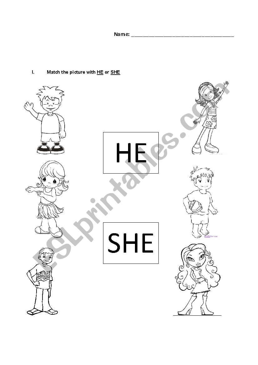 He or She? worksheet