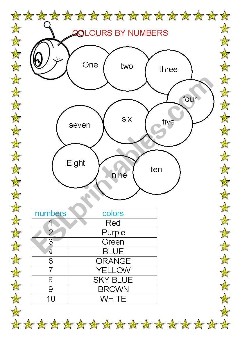 colors by numbers from 1 to 10