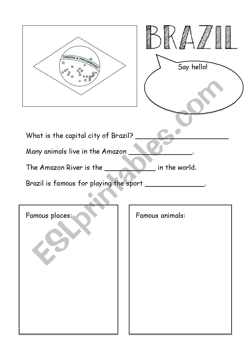 Brazil Info worksheet worksheet