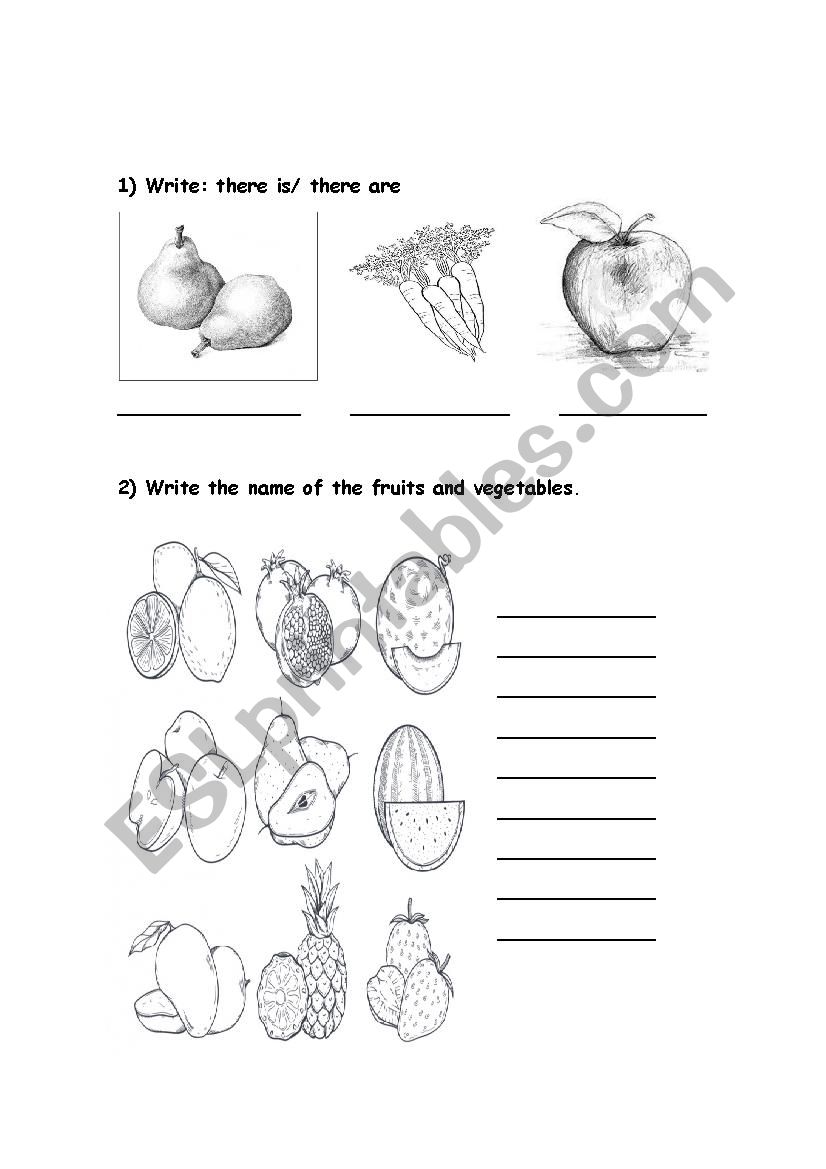 fruits worksheet