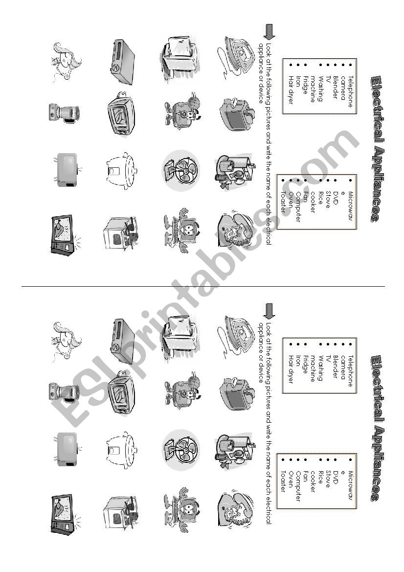 Electrical Applieances 1 worksheet