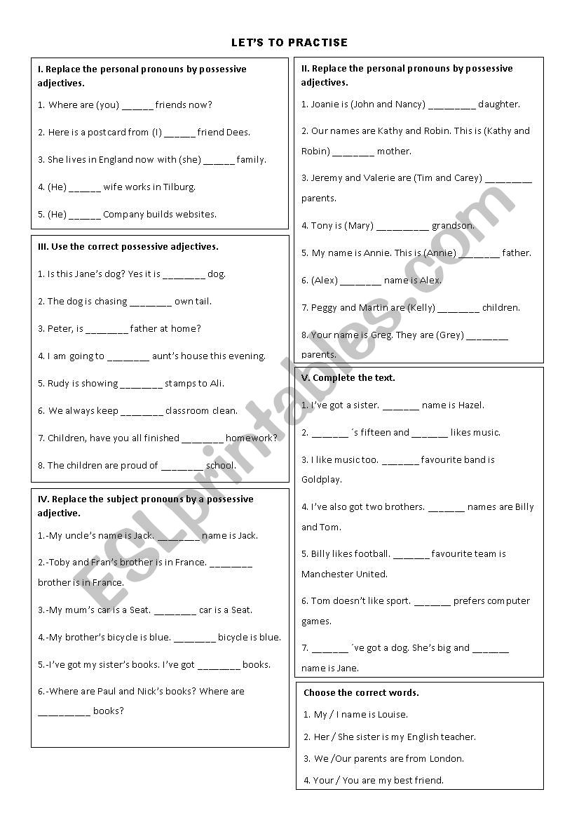 Possessives Adjectives  worksheet
