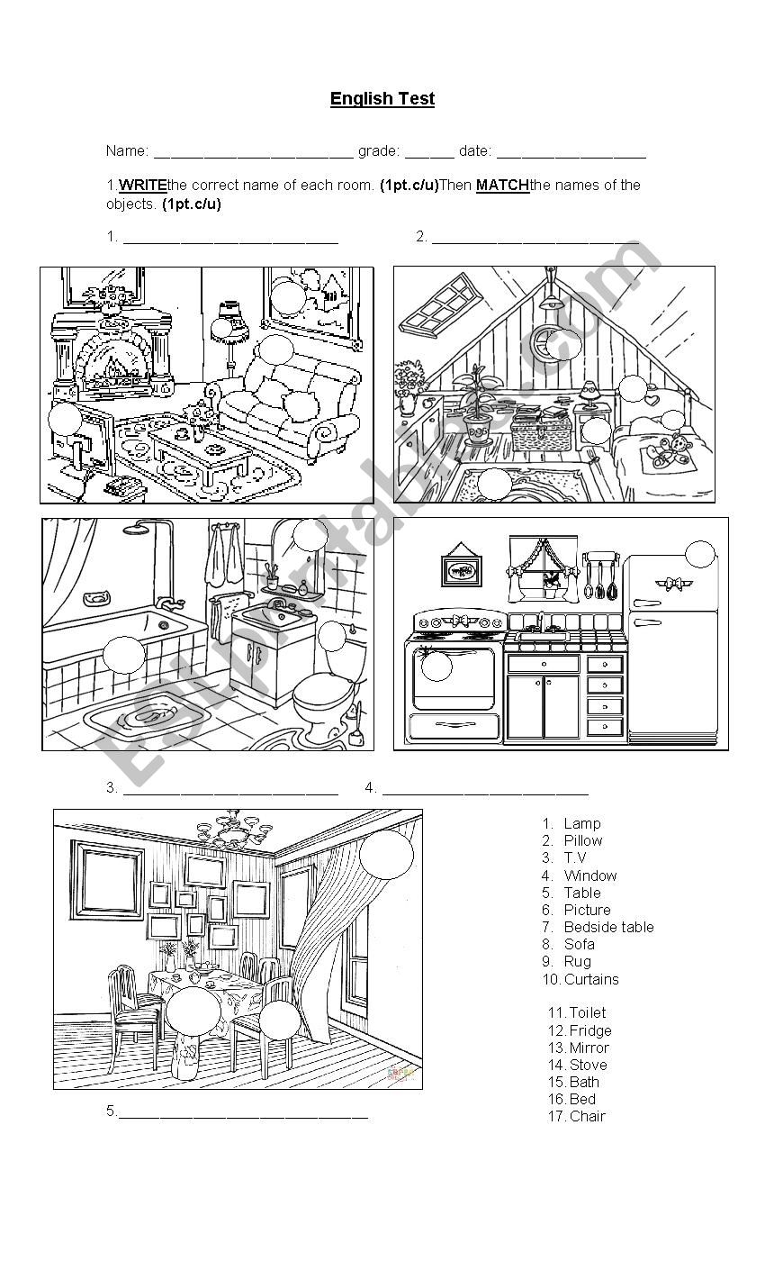 parts of the house, prepositions