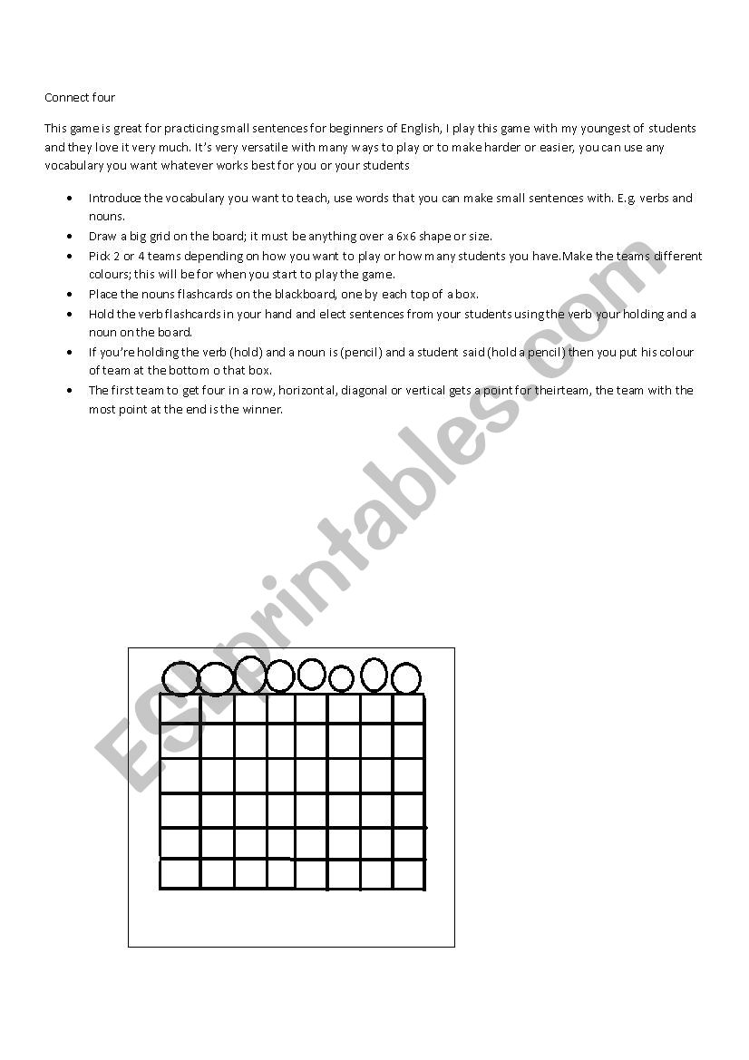 connect 4 worksheet