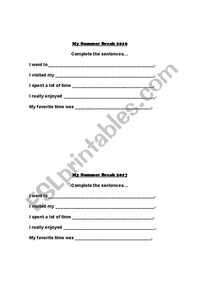 What did you do worksheet