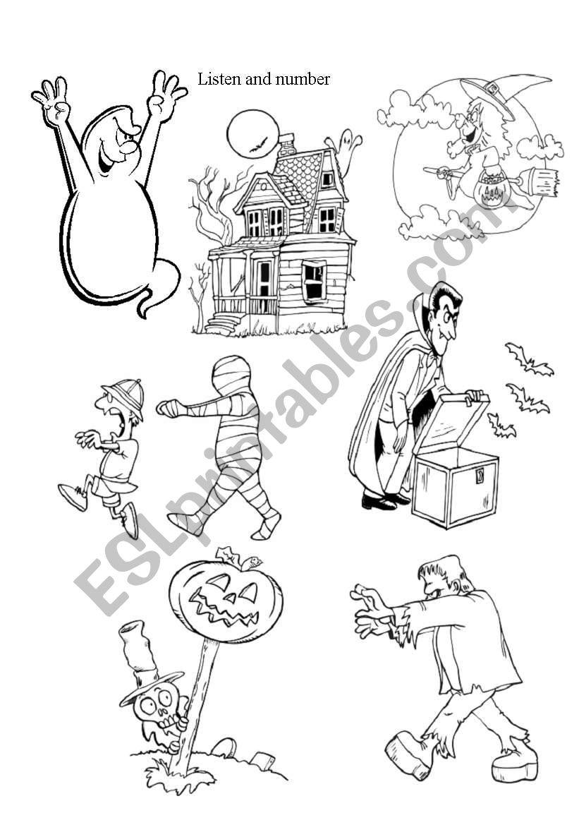 halloween listening worksheet worksheet