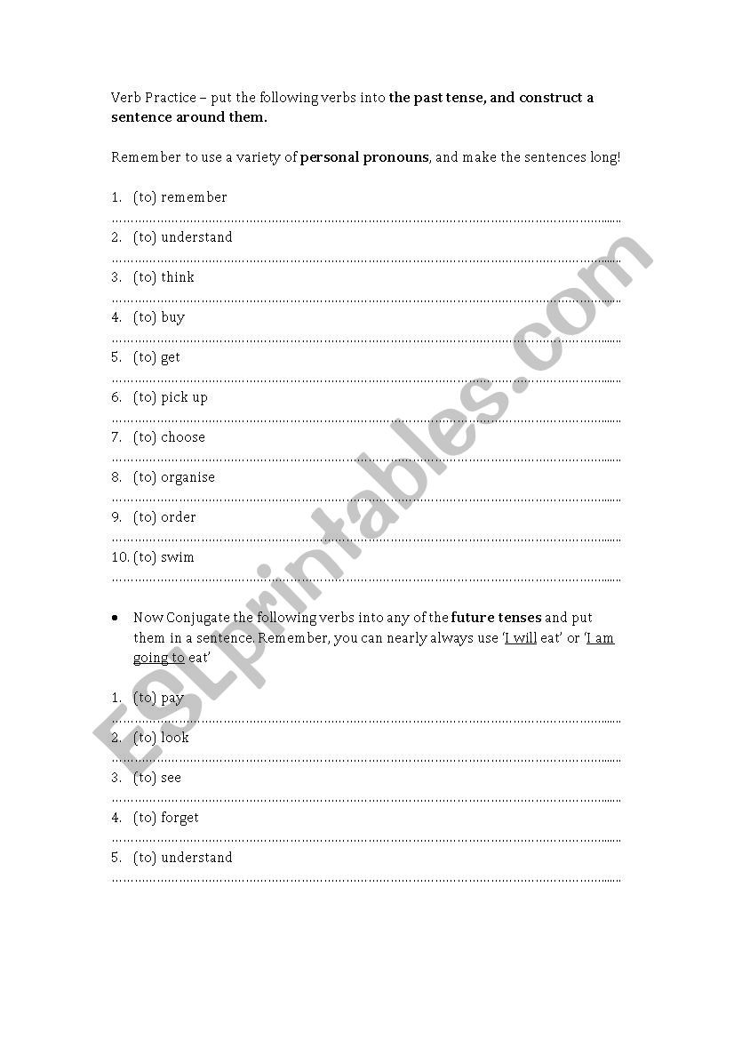 Past tense exercise worksheet