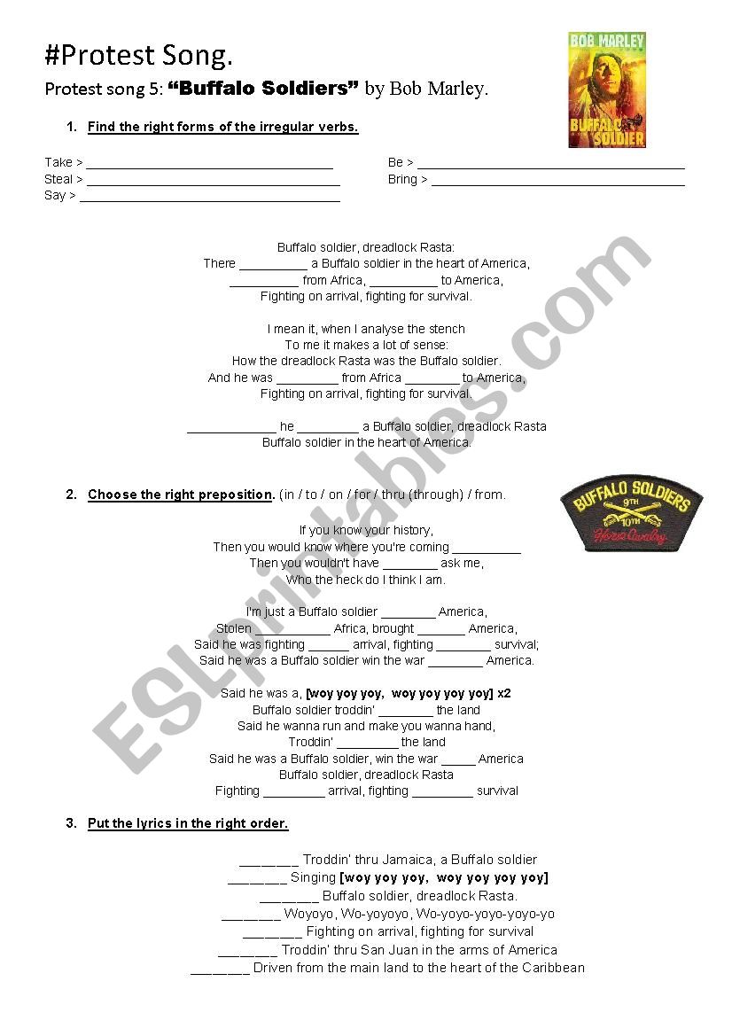 Protest songs worksheet