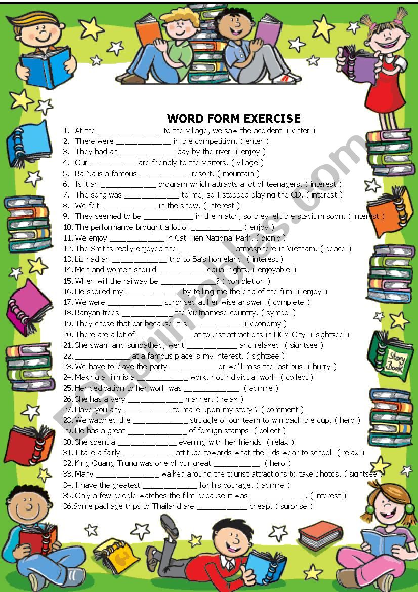 WORD FORM EXERCISE worksheet
