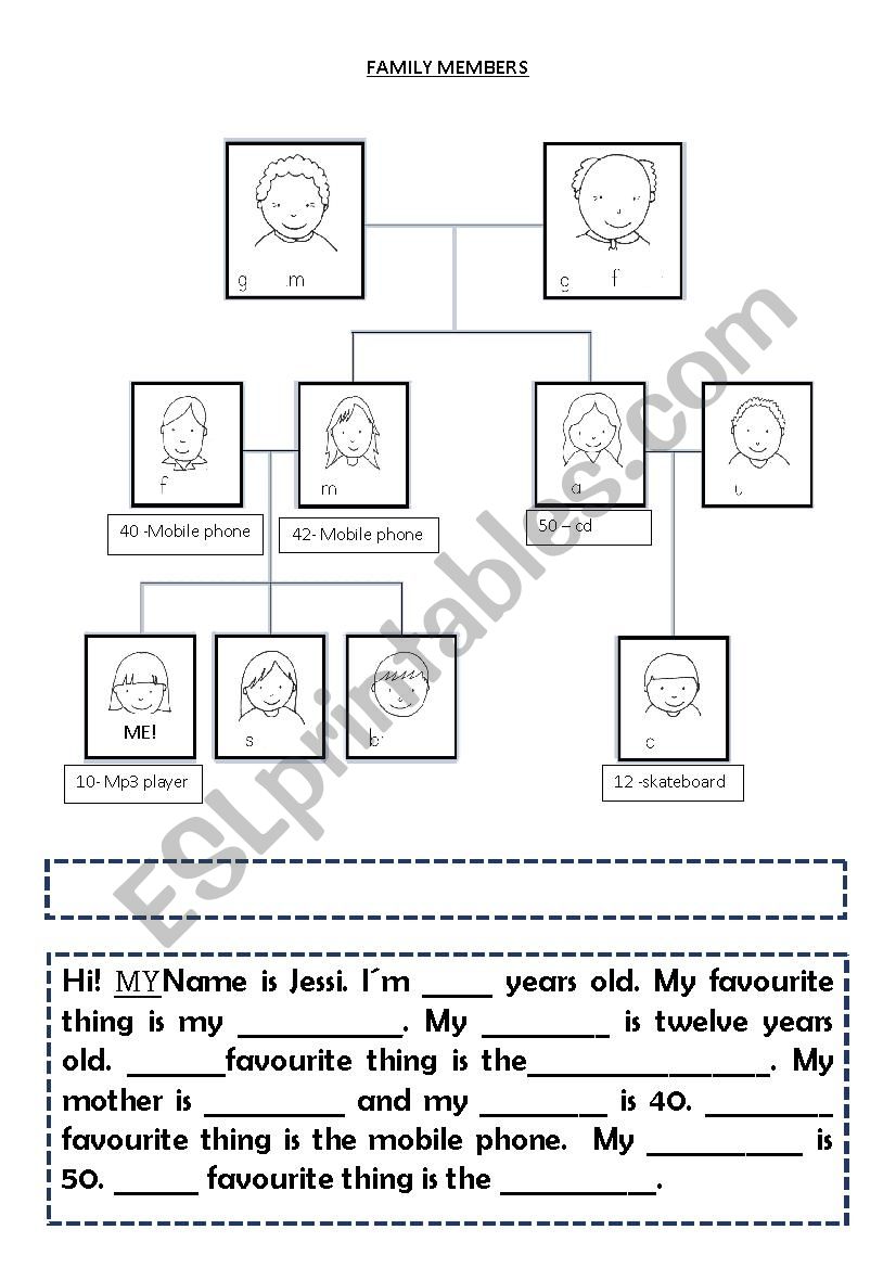 FAMILY MEMBERS worksheet