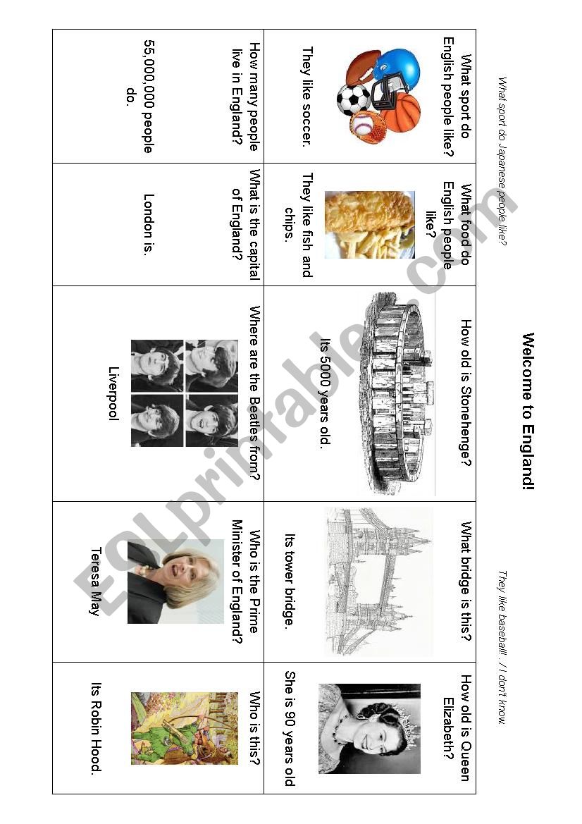 Quiz about England 2017 worksheet