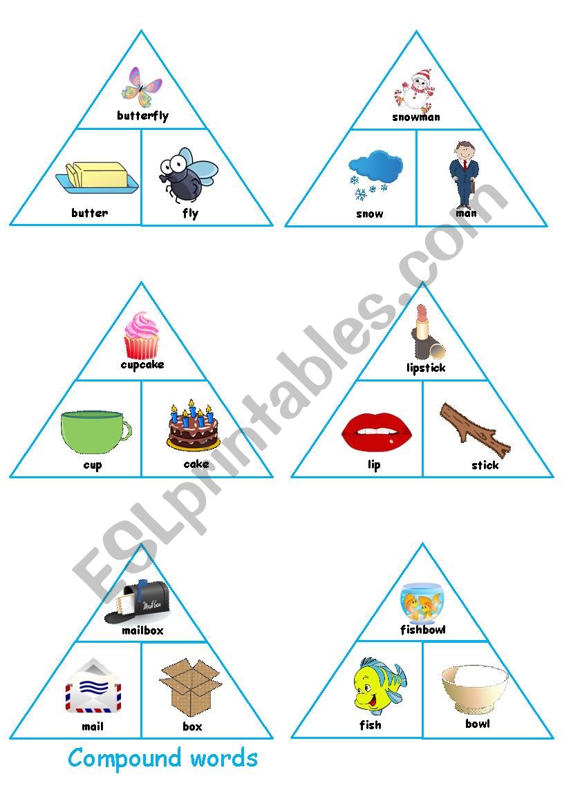 Compound words puzzles/pyramids 1/2